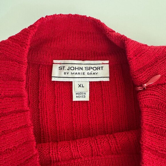 St. John Sport Designer Cable Knit Sleeveless Turtleneck Sweater Size XL Vintage - Picture 2 of 6